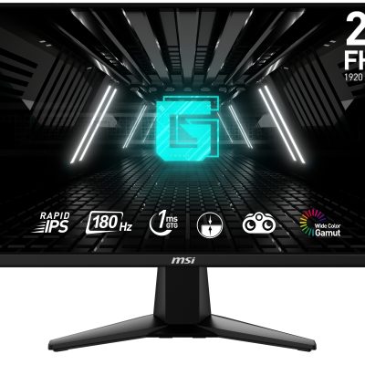 MSI G255F, 24.5″, Rapid IPS, 180Hz, 1ms, 1920×1080 FHD, Anti-glare, Adaptive-sync, Night Vision, Frameless, Anti-Flicker, Less Blue Light, 300 nits, 1000:1, 100M:1, 1x Display Port (1.2a), 2x HDMI (2.0b), Headphone out, Tilt, FRAMELESS, 3.24 kg