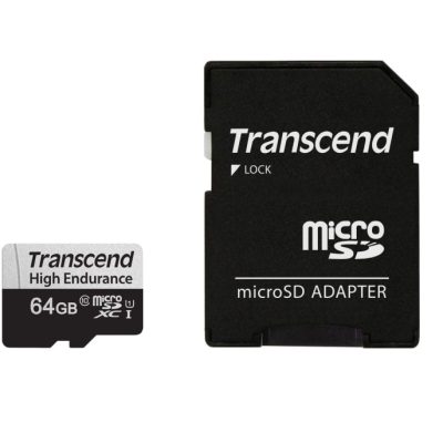 Transcend 64GB micro SD w/ adapter U1, High Endurance