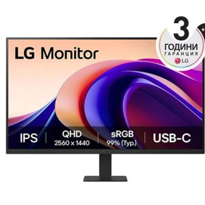 LG 32U631A-B, 31.5″ QHD LED AG, IPS, 100Hz, 5ms, 250 cd/m2, 1000:1, QHD (2560 x 1440), sRGB 99% , HDR 10, USB-C (PD 15W), HDMI, LG Switch, Dynamic Action Sync, Reader mode, Headphone out, Tilt, Black