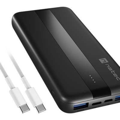 Natec Powerbank Trevi Slim Q V2 10000MAh 2X USB-A 18W + 1X USB-C 20W + USB-C – USB0-C CABLE