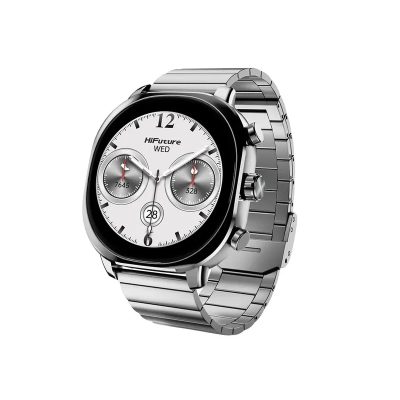 HiFuture AIX  Silver,  1.43″AMOLED, 466*466, Powered by Dual Core & Syntra AI, Bluetooth Call, 1ATM Waterproof, Sixth Generation Health Sensor, Stainless Steel, Up to 10 days daily use