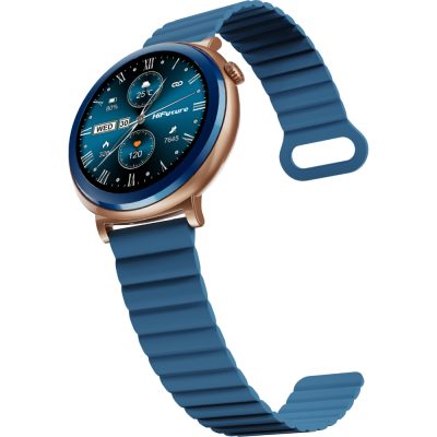 HiFuture Aurora Blue, 1.43″ AMOLED,  466*466, Powered by Dual Core & Syntra AI, Bluetooth Call, IP68  Waterproof, 24/7 True Heart Rate & Blood Oxygen Sensor, Up to 10 days daily use, Magnetic Strap