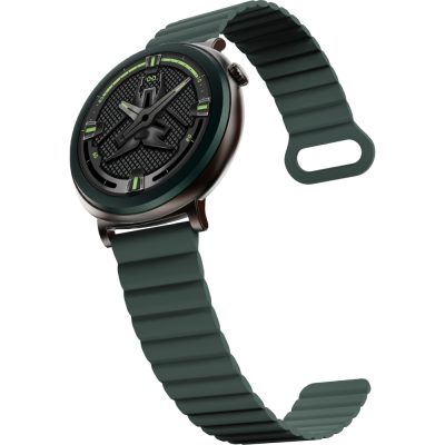 HiFuture Aurora Dark Green, 1.43″ AMOLED,  466*466, Powered by Dual Core & Syntra AI, Bluetooth Call, IP68  Waterproof, 24/7 True Heart Rate & Blood Oxygen Sensor, Up to 10 days daily use, Magnetic Strap
