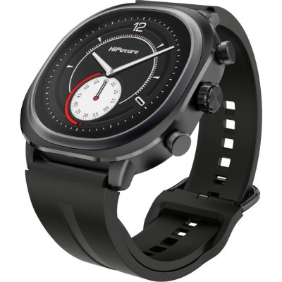 HiFuture AIX Lite Black,  1.43″ AMOLED,  466*466, Powered by Dual Core & Syntra AI, Bluetooth Call, 1ATM Waterproof, Sixth Generation Health Sensor, Up to 10 days daily use, Extra Fabric Strap inbox