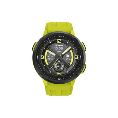 HiFuture MIX3 Fluorescent Yellow, 1.43″ AMOLED, 466*466, Powered by Dual Core & Syntra AI, Bluetooth Call, 3ATM Waterproof, Compass & Altimeter, 24/7 True Heart Rate & Blood Oxygen Sensor, Up to 10 days daily use