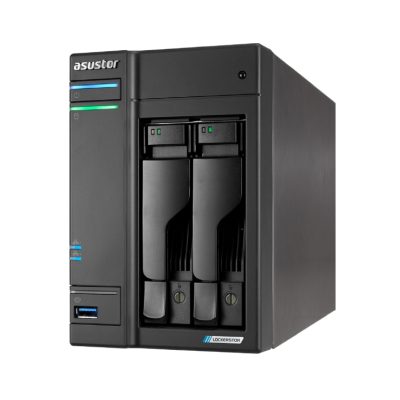 Asustor Lockerstor AS6702T, 2 Bay NAS, Intel Jasper Lake 4C 2.0 GHz, 4GB DDR4 SODIMM, M.2 NVMe x4 slots (Diskless), USB 2.0, USB 3.2 Gen 2×2, Dual 5GbE Ports, WOW (Wake on WAN), AES-NI hardware encryption, MyArchive (support btrfs and snapshot), Black