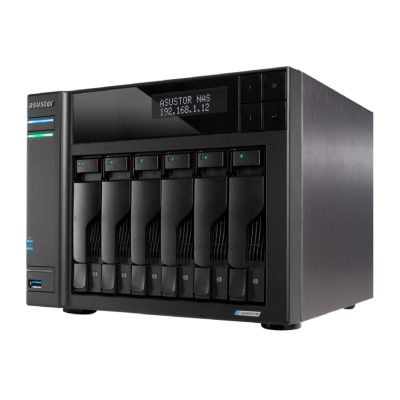 Asustor Lockerstor AS6706, 6 Bay NAS, Intel Jasper Lake Quad-Core 2.0GHz, 8GB RAM DDR4, 5GbEx2, M.2 SSD Slots x 4 (Diskless), USB 2.0, USB 3.2 Gen 2×2, Toolless installation, with hot-swappable tray, hardware encryption, MyArchive, EZ connect, EZ Sync