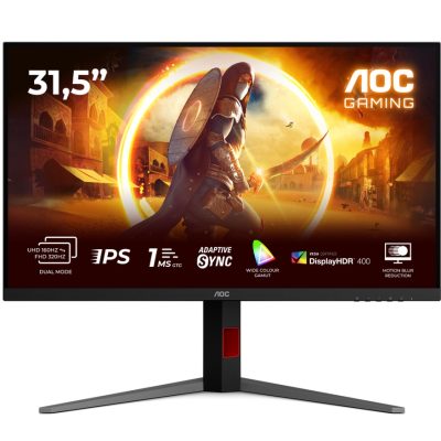 AOC U32G4U, 31.5″ Fast IPS WLED, 3840×2160@160Hz, 1ms GtG, 0.5ms MPRT, 450cd m/2, 1000:1, 80M:1 DCR, Adaptive Sync, Flicker Free, Low Blue Mode, Tilt, Height Adjust, Pivot, Swivel, 2xHDMI, DP, USB hub