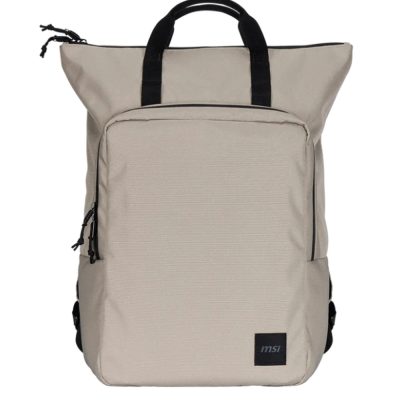 MSI Venture Backpack, For up to 16 inch laptops, Front zipper storage bag, Water-repellent and wear-resistant, Moisture – bacteria proof, Environmentally certification, Desert beige grey, 46 x 40 x 15cm , easily accommodating laptops under 16 inches