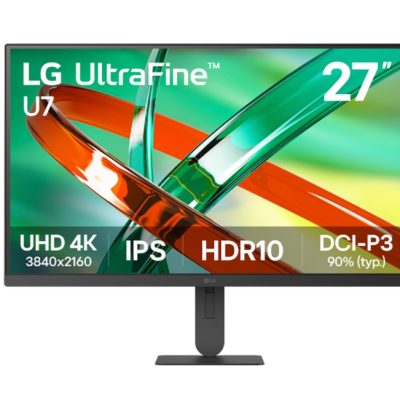 LG 27U711B-B, 27″ UltraFine U7, IPS 4K, 5ms, 1000:1, 300cd/m2, UHD 3840 x 2160, DCI-P3 90%, HDR 10, HDMI, DisplayPort, Reader mode, Tilt, Headphone Out, LG Switch, Black