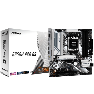 ASROCK MB Desktop B650M PRO RS, AM5, 4x DDR5, 1x PCIe 4.0 x16, 1x PCIe 3.0 x16, 1x Blazing M.2(PCIe Gen5x4), 1x Hyper M.2, 4x SATA3, RAID 0, 1, 10, 7.1 CH HD Audio, 1x HDMI, 1x