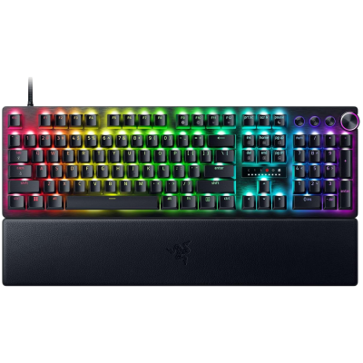 RAZER Huntsman V3 Pro – US Layout, Gaming Keyboard, Analog Optical Switch Gen-2, Razer Chroma RGB, Magnetic Firm Leatherette Wrist Rest, Multi-function Dial with 3 dedicated