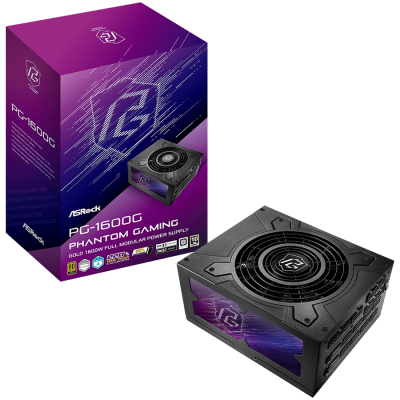 Asrock PG-1600G, 1600W, 80 Plus Gold, Fully Modular PSU, Japanese Capacitors, 2x EPS 12V CPU(4+4pin), 2x PCIe5.1 (12+4pin), 8x PCIe (6+2pin), 6x 4-pin connectors, 12x SATA, OCP,