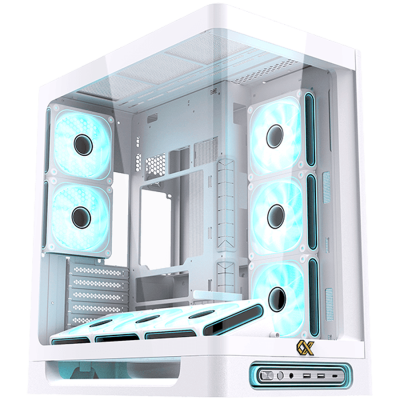 XIGMATEK Heaven Air Arctic EN49606 (WH,U3x2+Type C,Curved TG,6PCS J20A PWM WH Reverse & 2PCS J20A PWM WH,ARGB & PWM Remote Control Box)